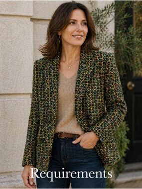 Requirements Green Multi Tweed Blazer Jacket